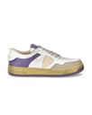 Women's Lyon Low-Top Sneakers in Recycled Leather, White Wisteria Philippe Model