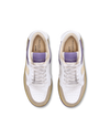 Flache Lyon Sneakers für Damen aus recyceltem Leder – Weiß und Glyzinie (Blauregen) Philippe Model - 4