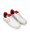 Men's Lyon Low-Top Sneakers in Recycled Leather, White Red Philippe Model