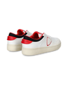 Flache Lyon Sneakers für Herren aus recyceltem Leder – Weiß und Rot Philippe Model - 3