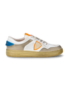 Men's Lyon Low-Top Sneakers in Recycled Leather, White Light Blue Orange Philippe Model - 1