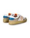 Men's Lyon Low-Top Sneakers in Recycled Leather, White Light Blue Orange Philippe Model - 3