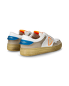 Zapatilla Lyon para hombre de caña baja en piel reciclada - Blanco, azul claro y naranja Philippe Model - 3