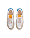 Men's Lyon Low-Top Sneakers in Recycled Leather, White Light Blue Orange Philippe Model - 4