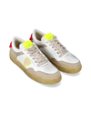 Men's Lyon Low-Top Sneakers in Recycled Leather, White Yellow Red Philippe Model