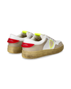 Men's Lyon Low-Top Sneakers in Recycled Leather, White Yellow Red Philippe Model - 3