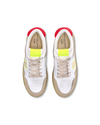 Men's Lyon Low-Top Sneakers in Recycled Leather, White Yellow Red Philippe Model - 4