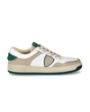 Men's Lyon Low-Top Sneakers in Recycled Leather, White Green Philippe Model - 1