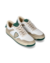 Men's Lyon Low-Top Sneakers in Recycled Leather, White Green Philippe Model