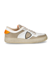 Baskets basses Lyon en cuir recyclé homme, orange et blanc Philippe Model