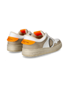 Men's Lyon Low-Top Sneakers in Recycled Leather, Orange White Philippe Model - 3