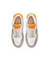 Men's Lyon Low-Top Sneakers in Recycled Leather, Orange White Philippe Model - 4