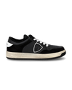 Men's Lyon Low-Top Sneakers in Recycled Leather, Black White Philippe Model