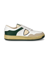 Men's Lyon Low-Top Sneakers in Recycled Leather, White Green Philippe Model - 1