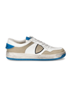 Men's Lyon Low-Top Sneakers in Recycled Leather, Blue White Philippe Model