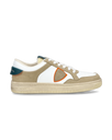 Baskets streetwear Lyon homme en cuir recyclé, blanc, vert et orange Philippe Model