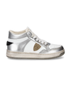 Women's Lyon Sneakers in Recycled Leather, Silver White Philippe Model