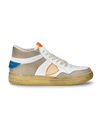 Lyon Sneakers für Herren aus recyceltem Leder – Weiß, Hellblau und Orange Philippe Model