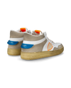 Zapatilla Lyon para hombre en piel reciclada - Blanco, azul claro y naranja Philippe Model - 3