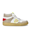 Men's Lyon Sneakers in Recycled Leather, White Yellow Red Philippe Model