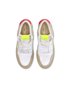 Men's Lyon Sneakers in Recycled Leather, White Yellow Red Philippe Model - 4