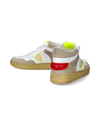 Men's Lyon Sneakers in Recycled Leather, White Yellow Red Philippe Model - 6
