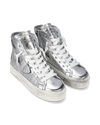 Women's Paris Haute Sneakers in Leather, Silver Philippe Model