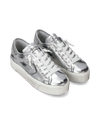 Women's Paris Haute Low-Top Sneakers in Leather, Silver Philippe Model - 2