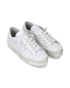 Women's Paris Haute Low-Top Sneakers in Leather, White Philippe Model - 2