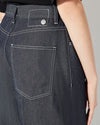 WIDE LEG PANTS DENIM AND LEATHER WOMEN BLUE Philippe Model - 5