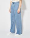 Women's Trousers in Denim And Leather, Light Blue Philippe Model - 3