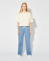 Women's Trousers in Denim And Leather, Light Blue Philippe Model - 6