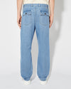 Men's Trousers in Denim And Leather, Light Blue Philippe Model - 4