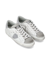 Flache PRSX Sneakers für Damen – Weiß & Silber Philippe Model