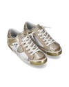 Women's Prsx Low-Top Sneakers in Leather, White Gold Philippe Model