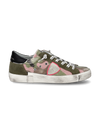 Zapatilla Prsx para mujer de caña baja en piel y nailon - Verde militar y fucsia Philippe Model - 1