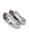 Flache Sneakers PRSX für Damen – Silber, Animal-Print und Fuchsia Philippe Model