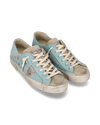 Women's low PRSX sneaker in cracked leather - aquamarine Philippe Model