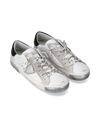 Women's Prsx Low-Top Sneakers in Leather, Silver White Philippe Model