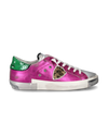 Women's Prsx Low-Top Sneakers in Leather, Fuchsia Philippe Model