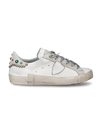 Women's Prsx Low-Top Sneakers in Leather And Stones, White Gray Philippe Model