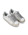 Women's Prsx Low-Top Sneakers in Leather And Stones, White Gray Philippe Model