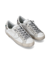Flache Prsx Sneakers für Damen aus Leder mit Steinen – Grau Philippe Model