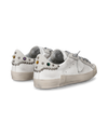 Women's Prsx Low-Top Sneakers in Leather And Stones, White Gray Philippe Model - 3