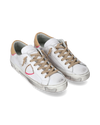 Women's Prsx Low-Top Sneakers in Leather, White Beige Philippe Model