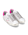 Women's low PRSX sneaker - white and fuchsia Philippe Model