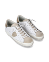 Women's Prsx Low-Top Sneakers in Leather, White Gold Philippe Model