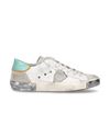 Women's low PRSX sneaker - white and aquamarine Philippe Model