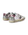 Women's Prsx Low-Top Sneakers in Leather And Printed Details, Silver White Philippe Model - 3