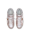 Flache Paris Sneakers für Damen – Rosa glitzernd & Weiß Philippe Model - 4